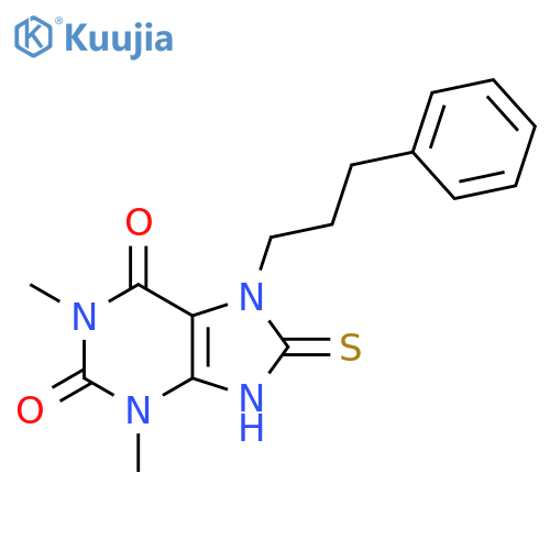 1,3-dimethyl-7-(3-phenylpropyl)-8-sulfanyl-2,3,6,7-tetrahydro-1H-purine-2,6-dione structure