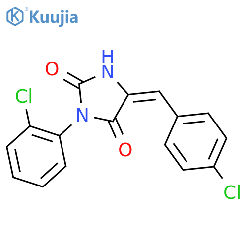 (5E)-3-(2-chlorophenyl)-5-[(4-chlorophenyl)methylidene]imidazolidine-2,4-dione structure