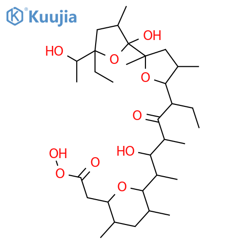 2-[(2S,3R,5S,6S)-6-[(2S,3S,5R)-5-[(3S,5S)-5-[(2R,3R,5S)-5-ethyl-2-hydroxy-5-(1-hydroxyethyl)-3-methyl-tetrahydrofuran-2-yl]-3,5-dimethyl-tetrahydrofuran-2-yl]-2-hydroxy-1,3-dimethyl-4-oxo-heptyl]-3,5-dimethyl-tetrahydropyran-2-yl]peroxyacetic acid structure