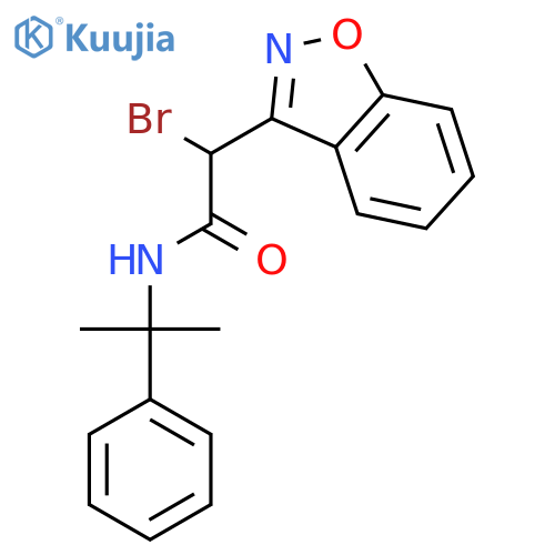 2-(1,2-benzoxazol-3-yl)-2-bromo-N-(2-phenylpropan-2-yl)acetamide structure