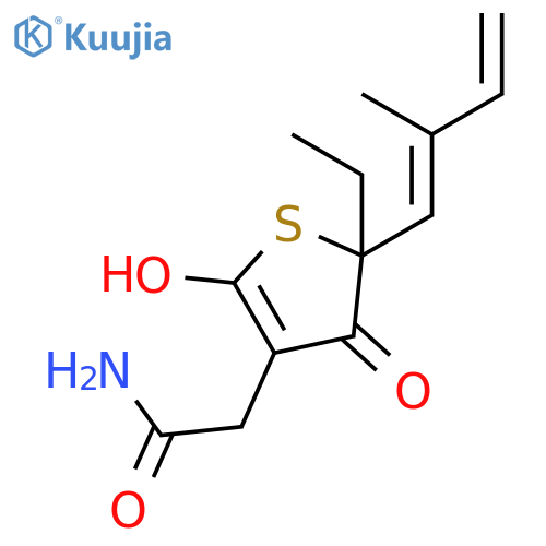 2-{(5R)-5-ethyl-2-hydroxy-5-[(1E)-2-methylbuta-1,3-dien-1-yl]-4-oxo-4,5-dihydrothiophen-3-yl}acetamide structure