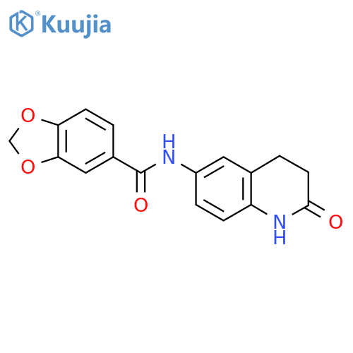 N-(2-oxo-1,2,3,4-tetrahydroquinolin-6-yl)-2H-1,3-benzodioxole-5-carboxamide structure