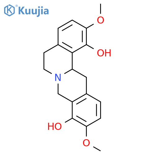 6H-Dibenzo[a,g]quinolizine-1,9-diol,5,8,13,13a-tetrahydro-2,10-dimethoxy-, (13aS)- structure